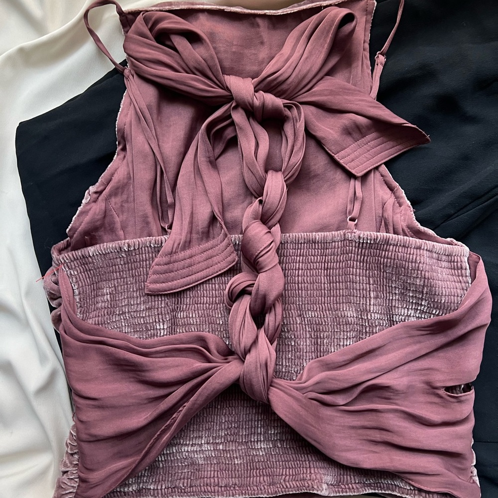 Free People Dusty Rose Braided Back Blouse